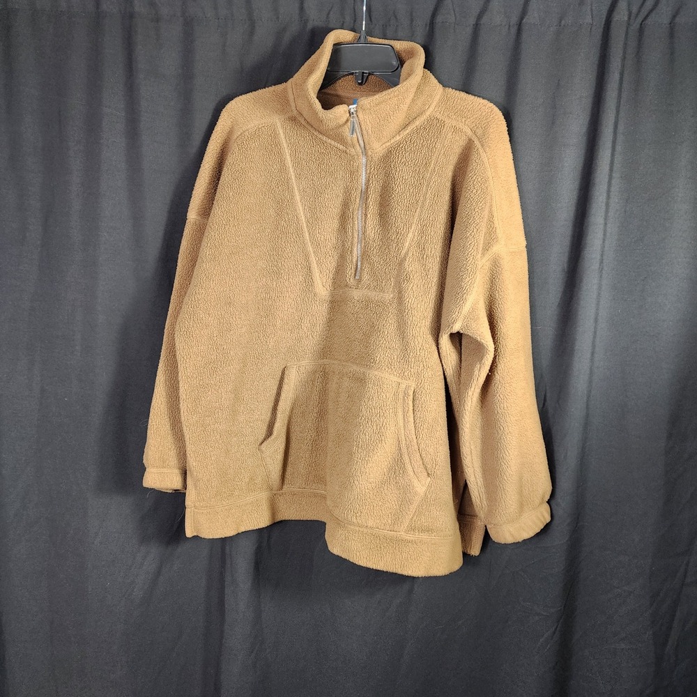 Old Navy Womens L Petite Brown Fleece Quarter Zip Pullover Sweatshirt
